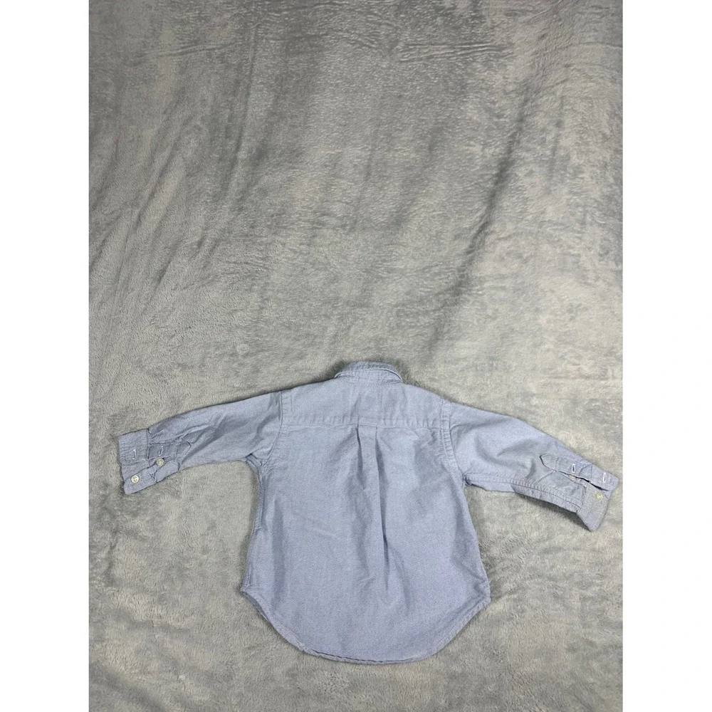Ralph Lauren Big Pony Polo Player Baby Long Sleeve Oxford Button Shirt 12M Blue